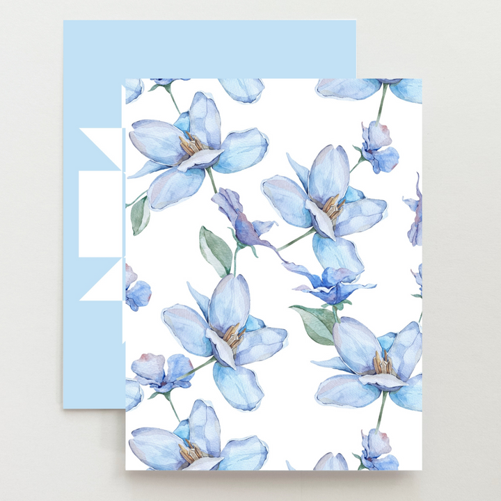 Light Blue Floral Quilt Block Card