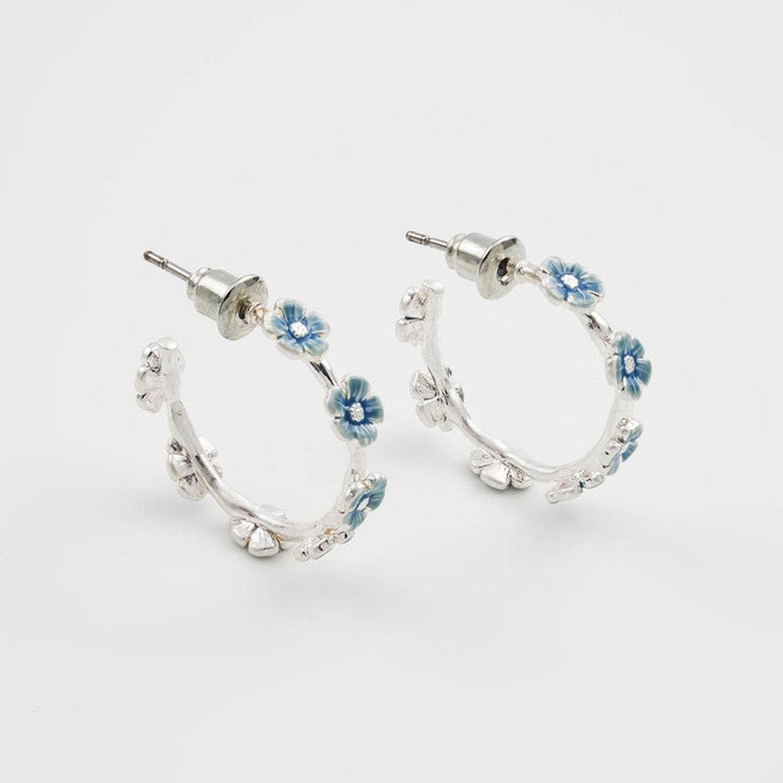 FABLE Forget-Me-Not Stud Hoop Earrings Silver