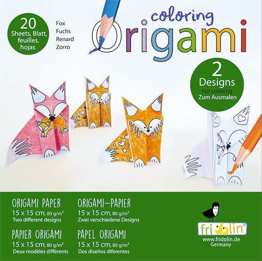Coloring Origami, Fox, 20 Sheets 