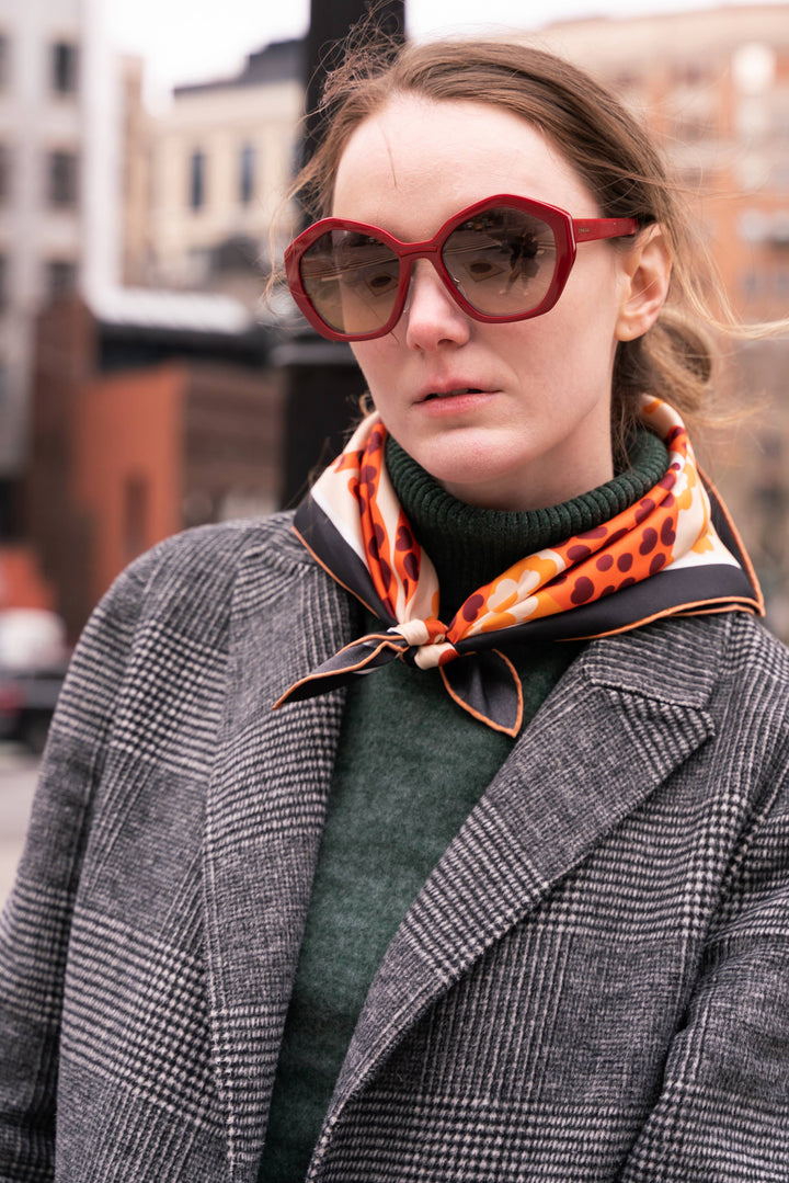 Silk Bandana Of Leopards With Floral Fountain