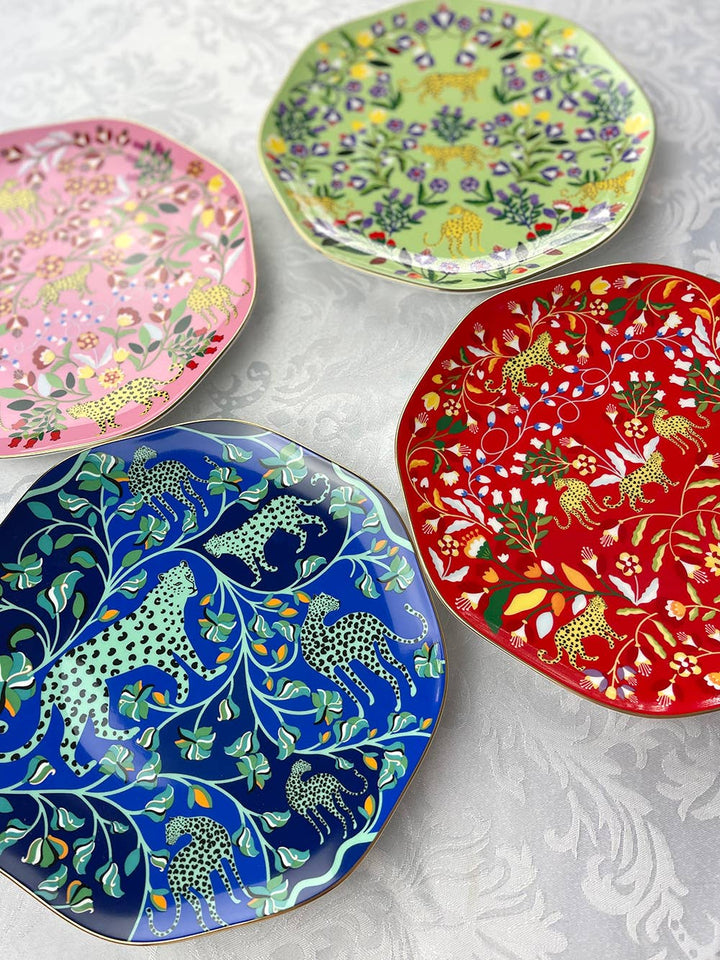 Leopards Forest Bone China Salad Plates, Set of 4