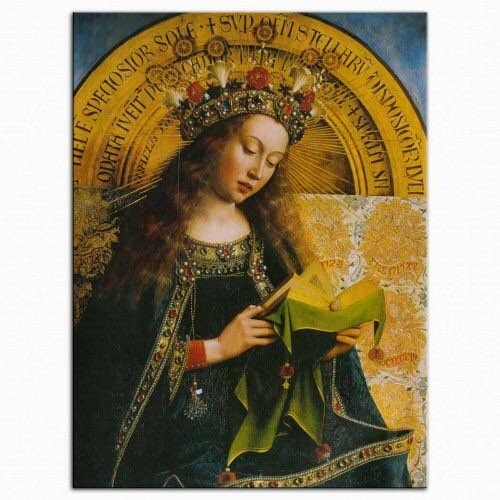 Jan van Eyck pendant - Virgin mary reading a book