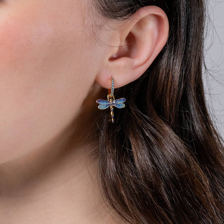 FABLE Dragonfly Charm Huggie Earrings