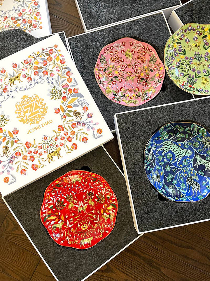 Leopards Forest Bone China Salad Plates, Set of 4