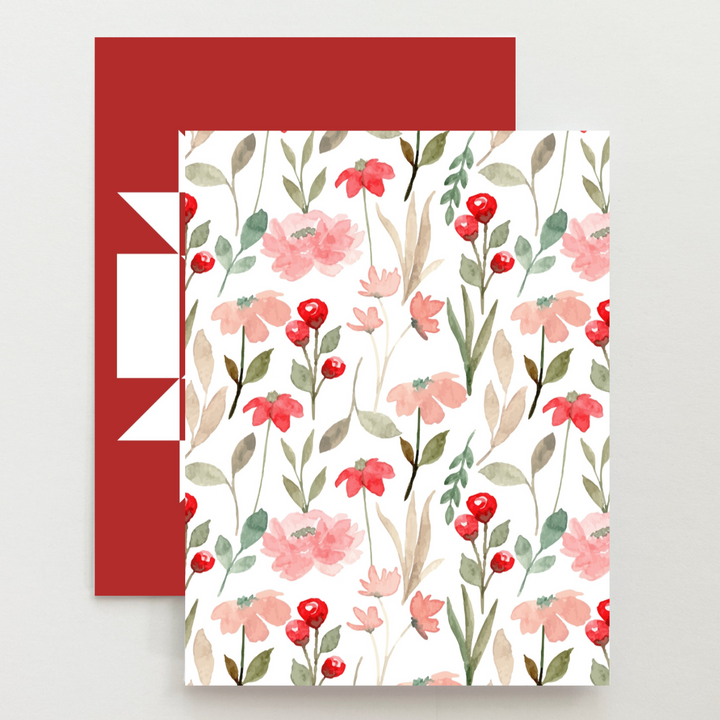 Red Floral Quilt Block Card