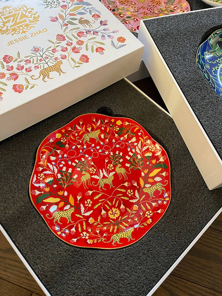 Leopards Forest Bone China Salad Plates, Set of 4