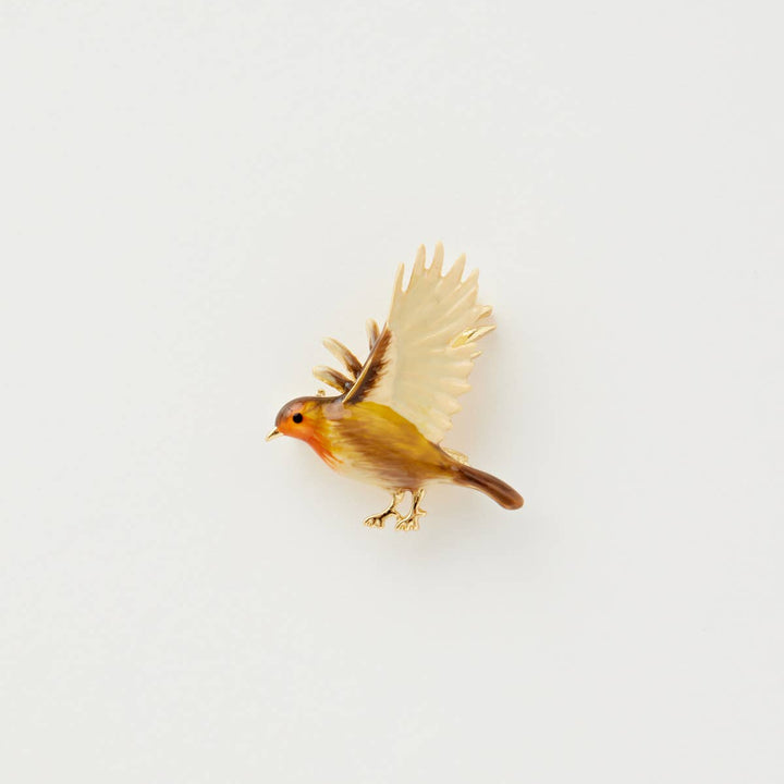 FABLE Enamel Flying Robin Brooch