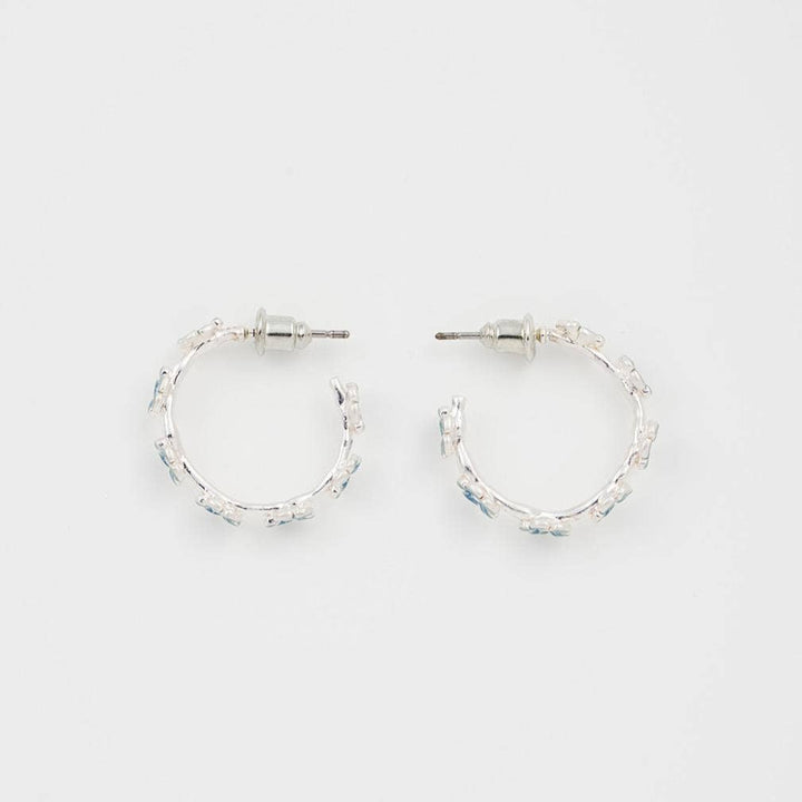 FABLE Forget-Me-Not Stud Hoop Earrings Silver