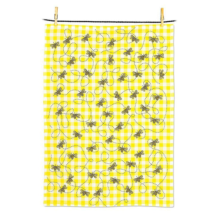 Torchon de cuisine vichy et abeilles