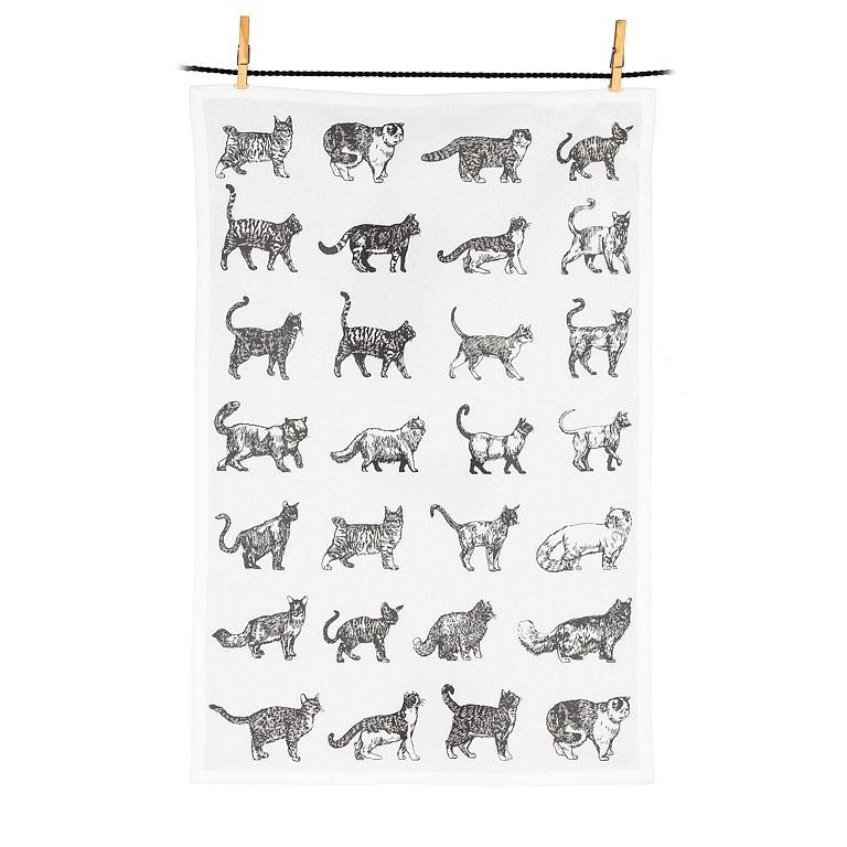 Cat Outline Motif Kitchen Towel-18x28"L