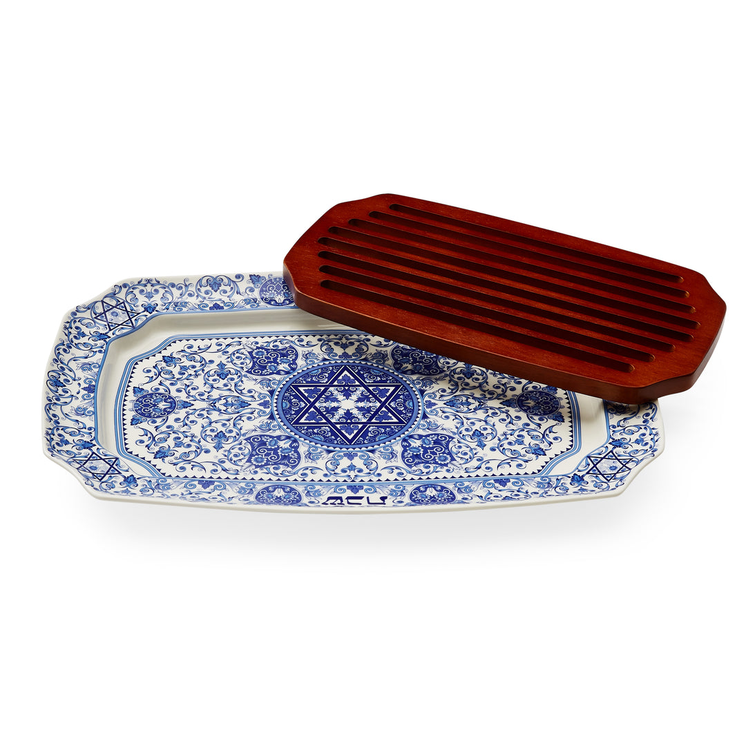Spode Challah Tray with Wooden Insert