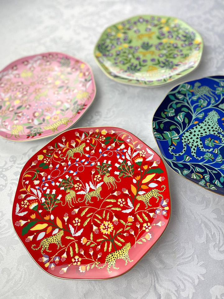 Leopards Forest Bone China Salad Plates, Set of 4