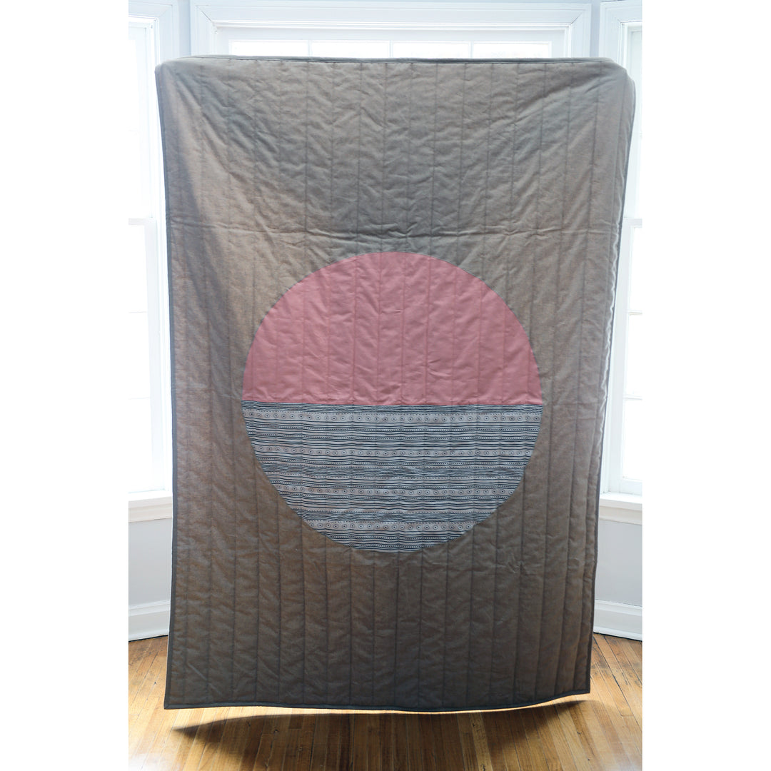 Grandmother Moon Quilt Bezhig/Pink - Indigo Arrows
