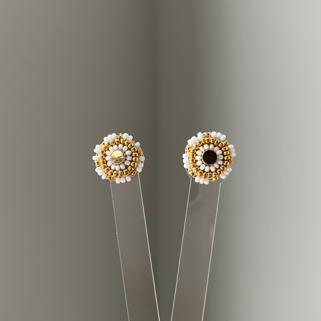 Beaded Studs Bone by Assinewe Jewelry