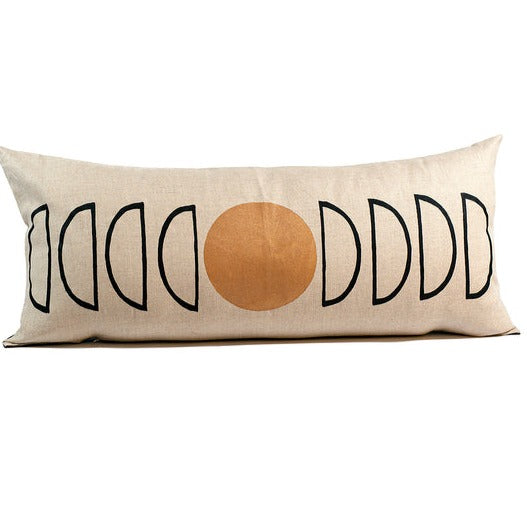Copper and Black Moons Lumbar Pillow by Indigo Arrows