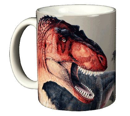 Rex Trax Ceramic Mug, Green Background