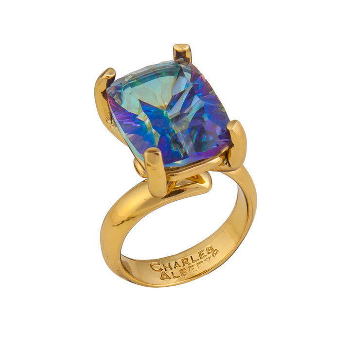 Alchemia Mystic Quartz Prong Set Adjustable Ring