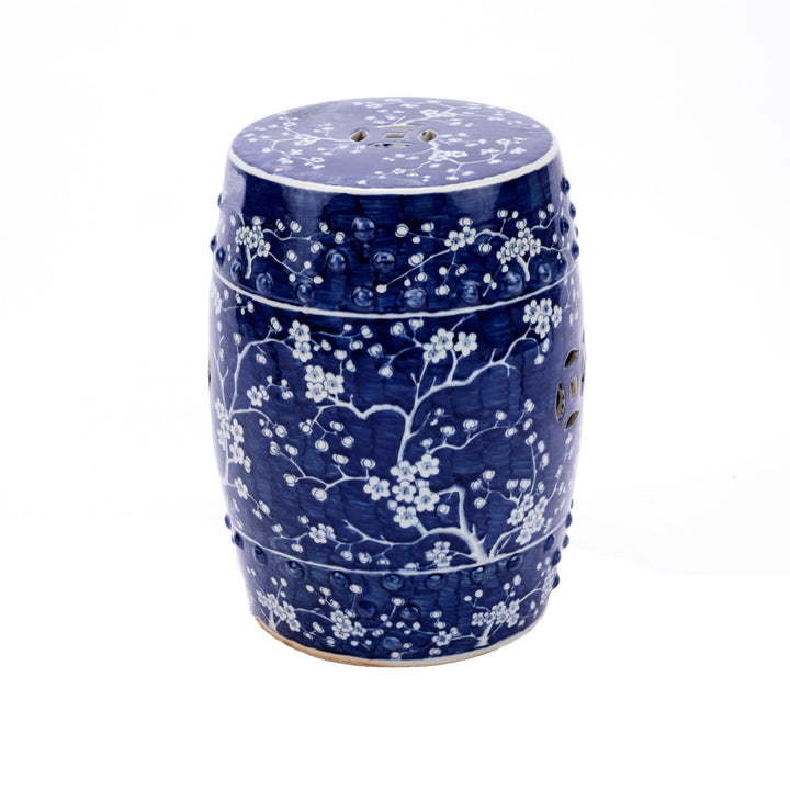 Blue & White Garden Stool Plum Blossom Motif