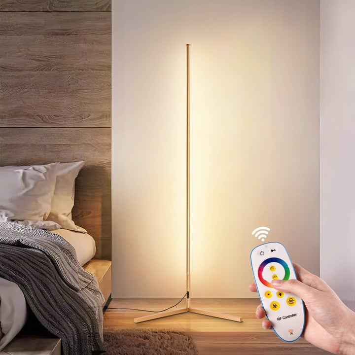 RGBCW Corner Floor Lamp Ambient Lighting Reading Lamp: Gold