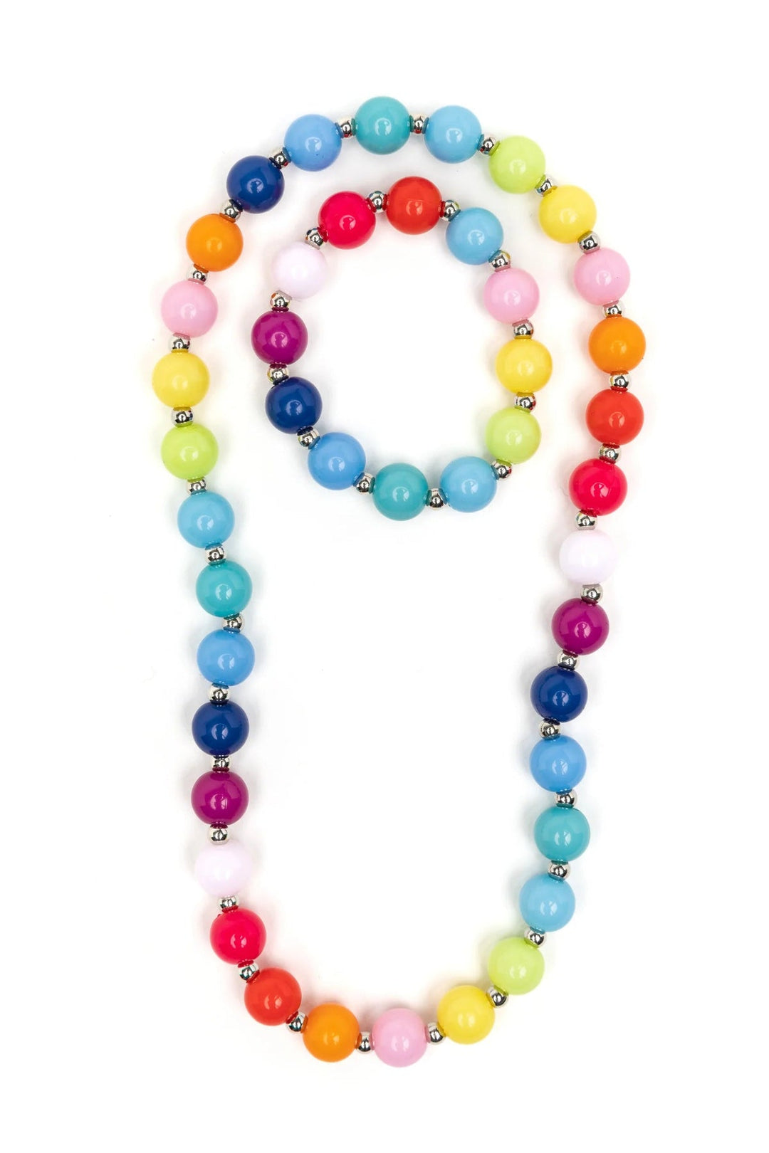 Beaded Bubblegum Necklace & Bracelet Set, 2pc