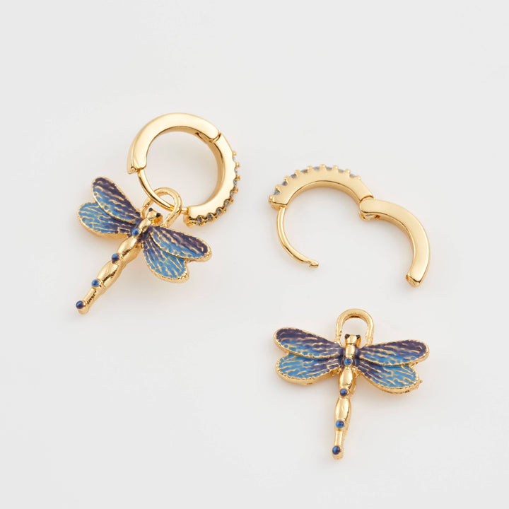 FABLE Dragonfly Charm Huggie Earrings