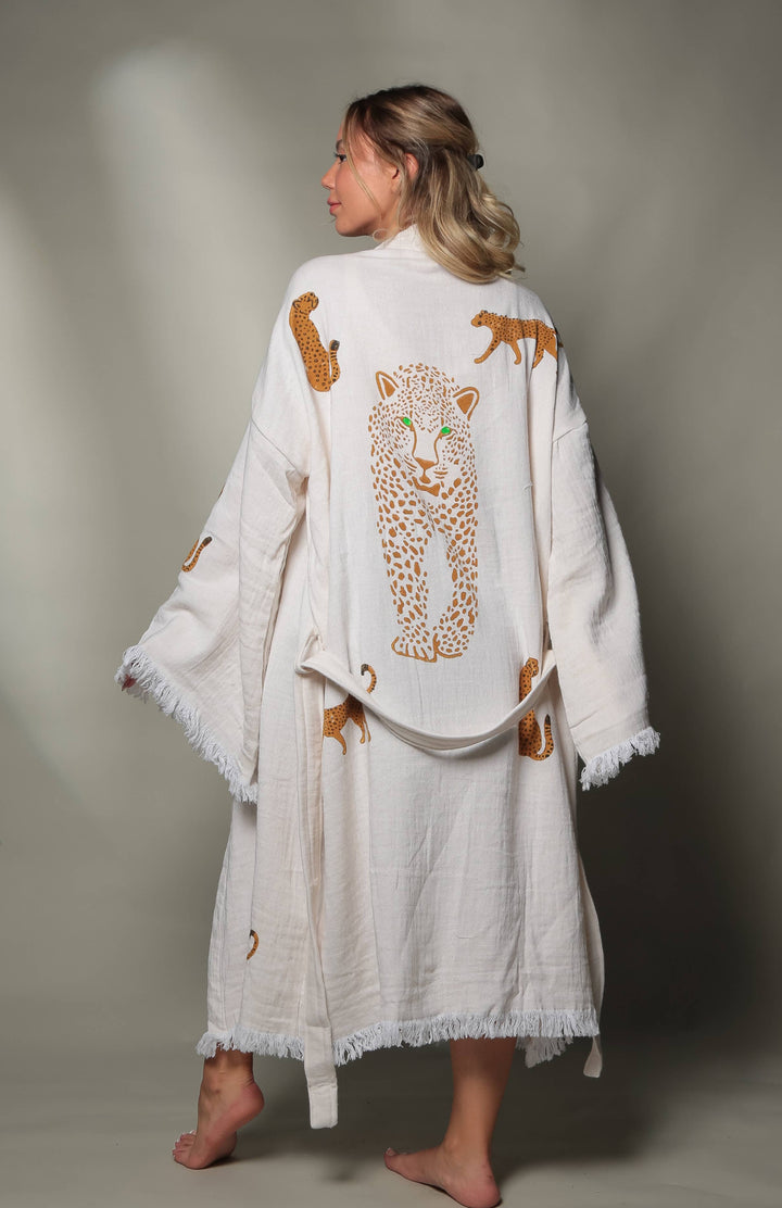 White Kimono Brown Tiger