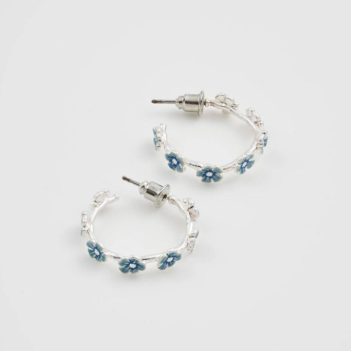 FABLE Forget-Me-Not Stud Hoop Earrings Silver