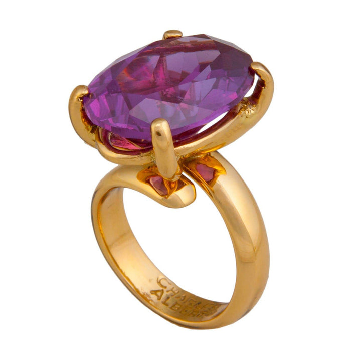Alchemia Amethyst Prong Set Adjustable Ring