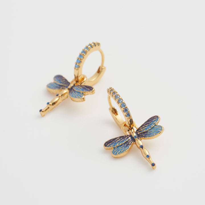 FABLE Dragonfly Charm Huggie Earrings
