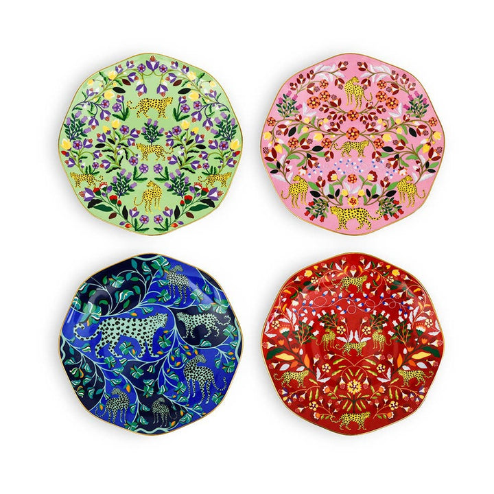 Leopards Forest Bone China Salad Plates, Set of 4