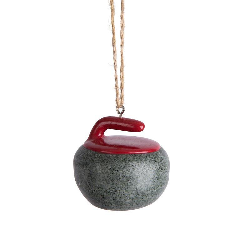 Grey/Red Curling Rock Ornament