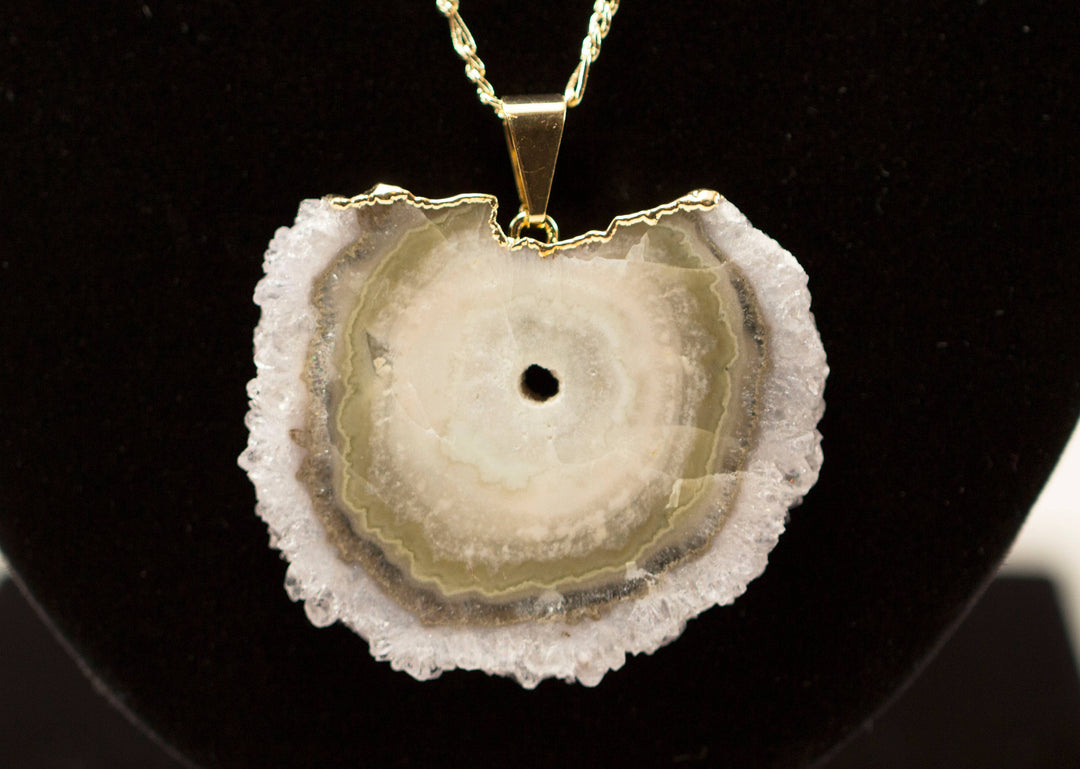 Amethyst Stalactite Electroplated Pendant - Gold