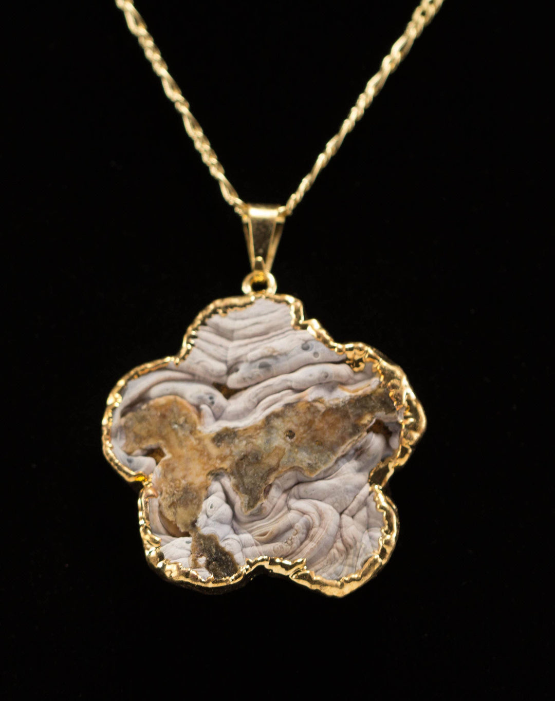 Pendentif plaqué fleur d'agate