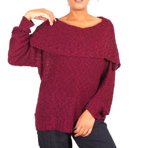 Pull en Tricot Popcorn - Bordeaux