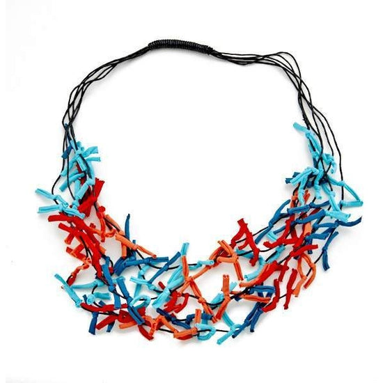 Fabric Tie Necklace - Multi Colour