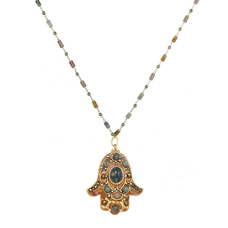 Collier Hamsa Pierre Jaspe