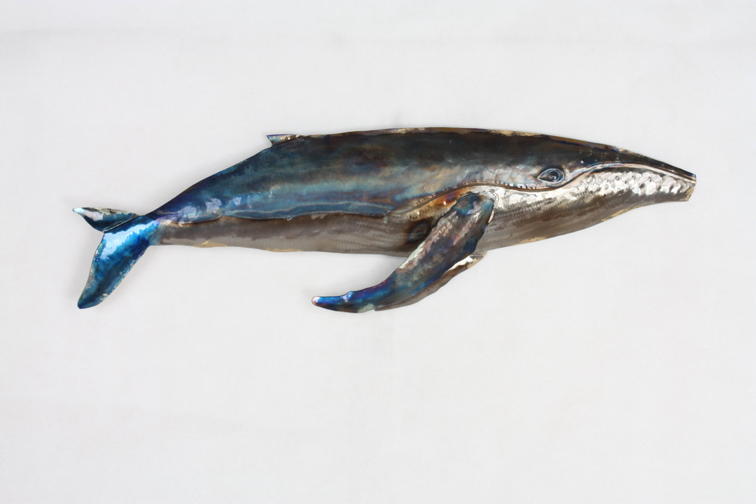 Art mural en métal baleine à bosse