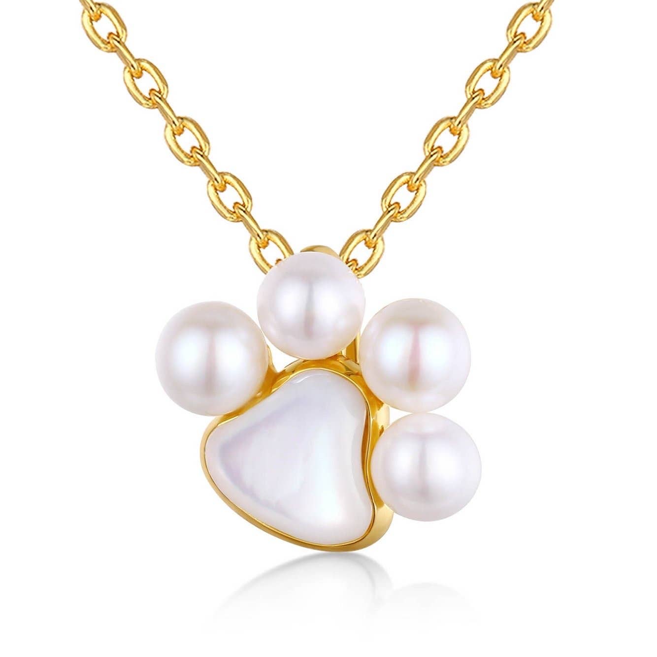 14K Vermeil Little Paw Freshwater Pearl Pendant