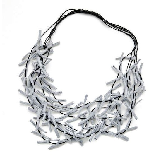 Fabric Tie Necklace - Grey
