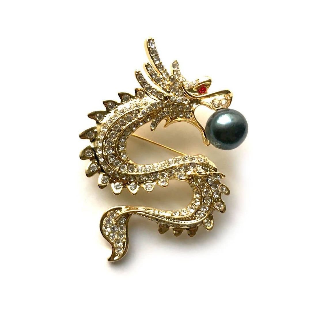Puissant Dragon Edison Pearl Broche-Doré