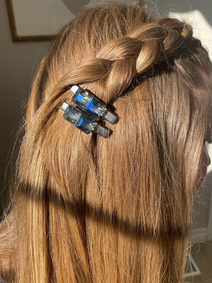 Pinces à Cheveux Linda - Cristal Bleu