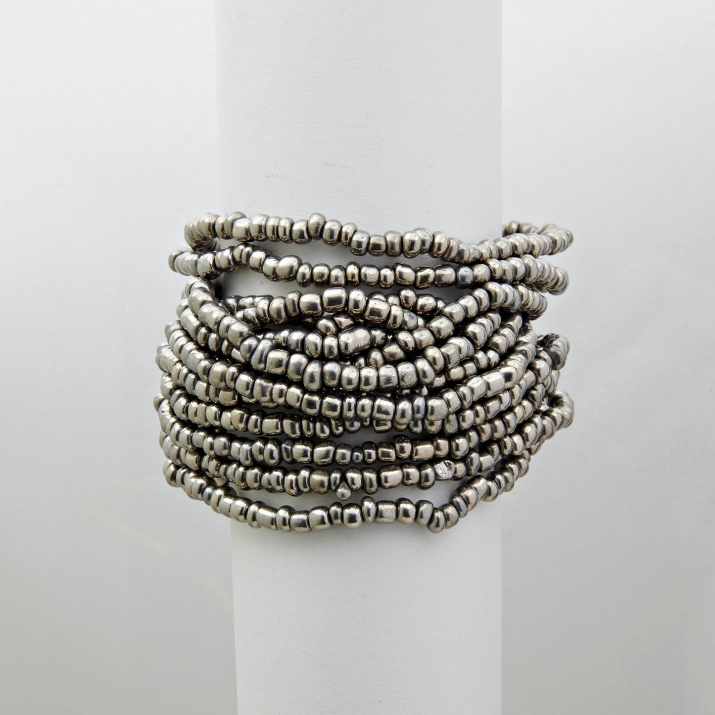 Bracelet Fermoir Bois Multi-rangs, Gris