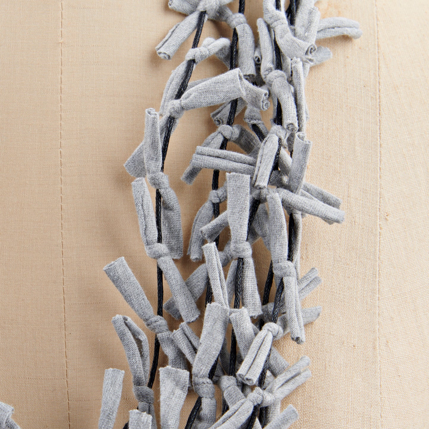 Fabric Tie Necklace - Grey
