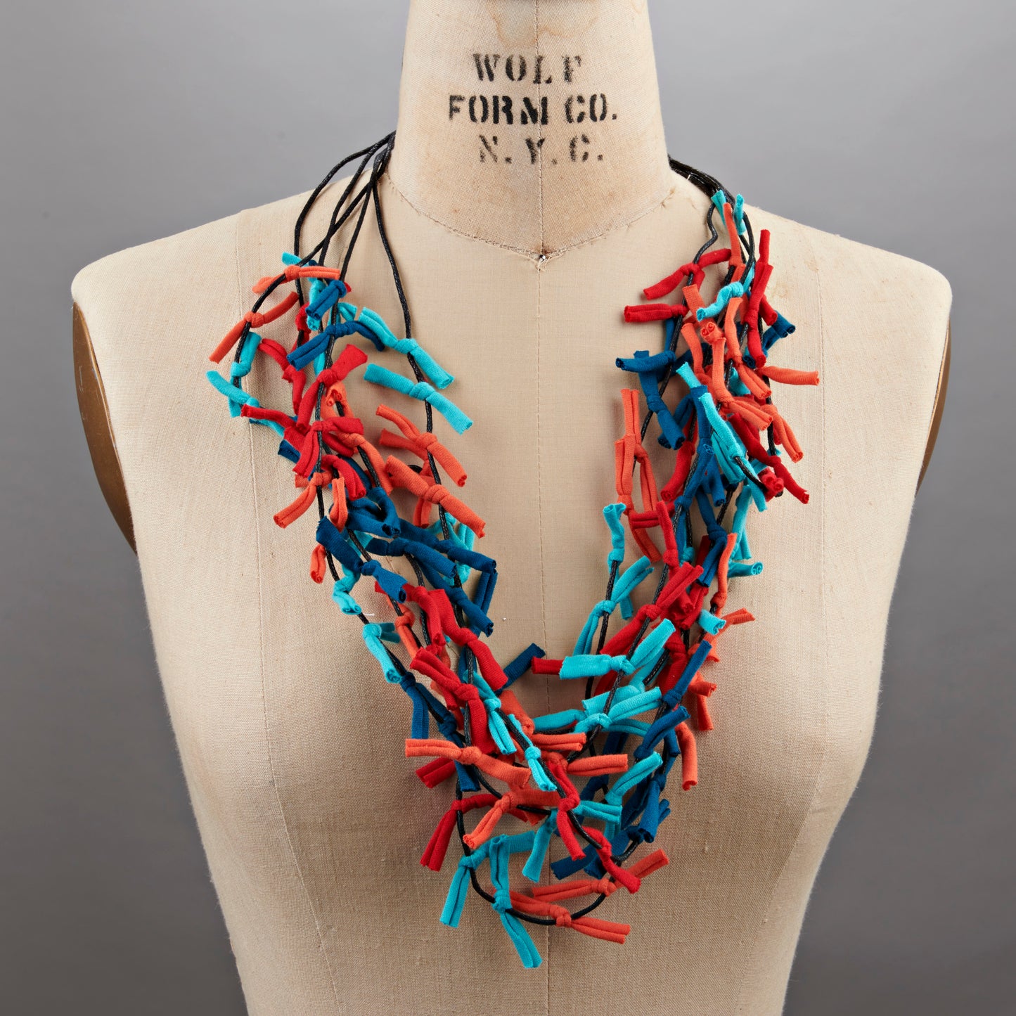 Fabric Tie Necklace - Multi Colour