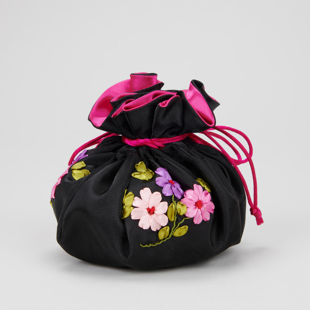 Embroidered Jewellery Pouch - Black