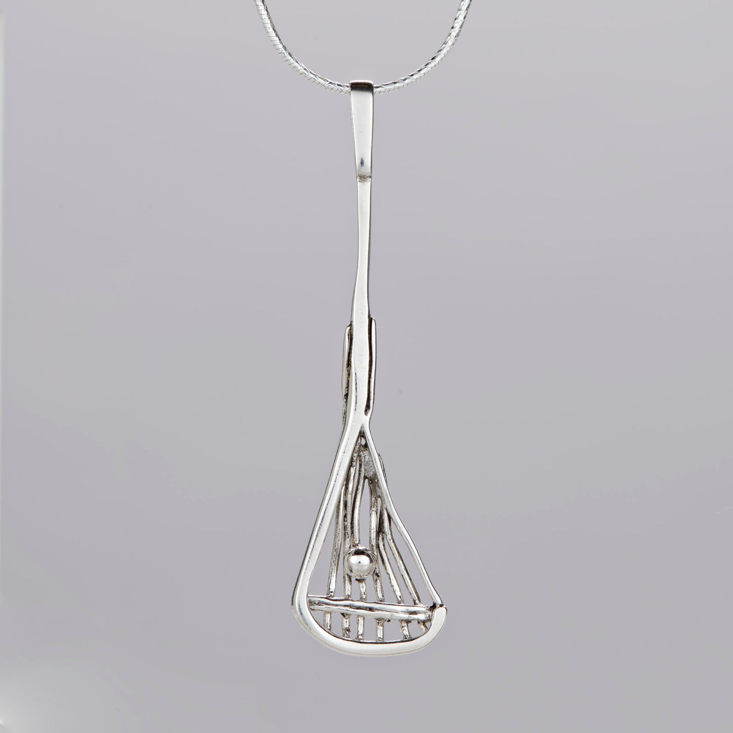 Sterling Silver Lacrosse Goalie Pendant