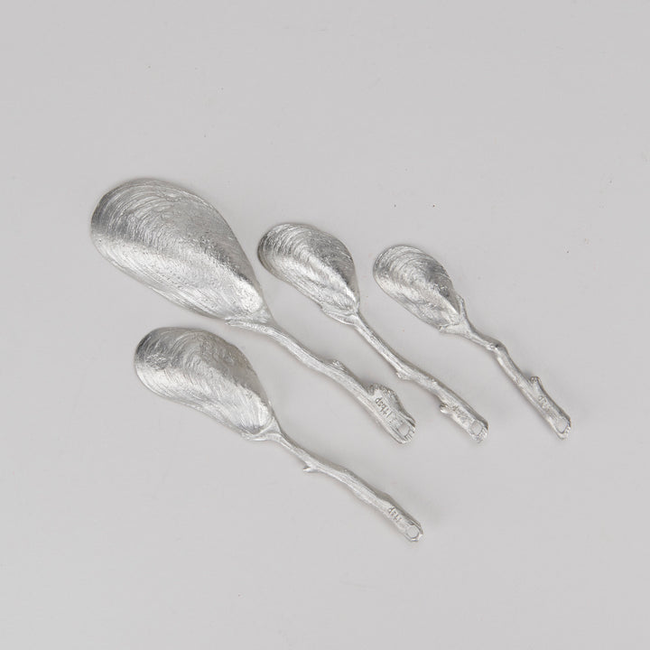 Set of 4 Mussel Measuring Spoons-Pewter
