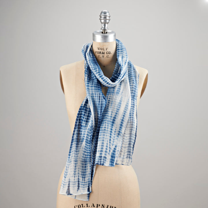 Shibori Long Scarf - Indigo