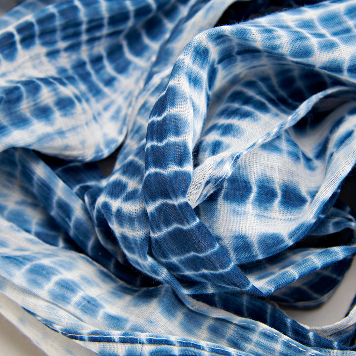 Shibori Long Scarf - Indigo