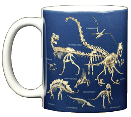 Mug en céramique Os de dinosaure Bleu